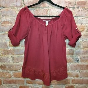 Lucky Brand burgundy tunic top S
